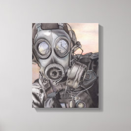 Apokalypse Prepper in Gasmaske Art Piece Leinwanddruck
