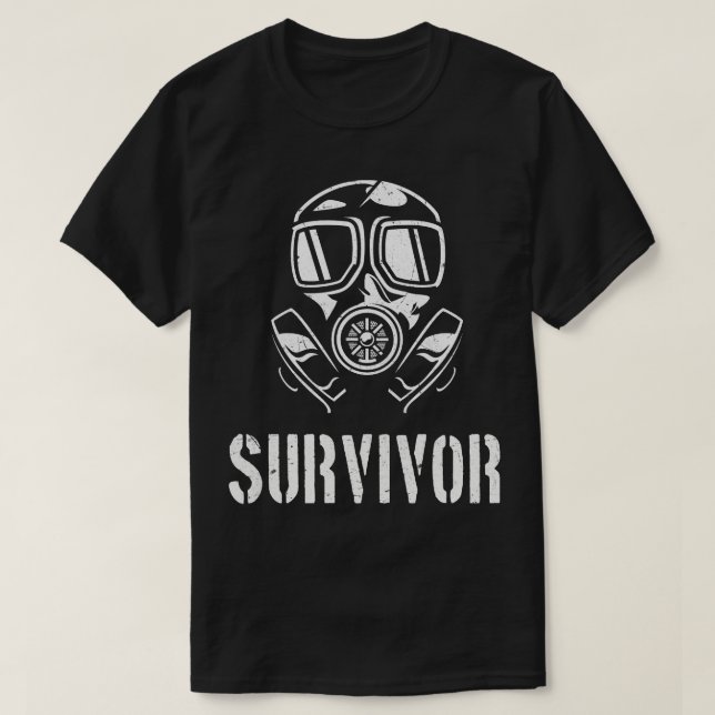 Apokalypse Überlebende Gasmaske T-Shirt (Design vorne)