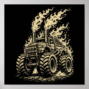 Apokalyptischer Monstertruck in Flammen Poster