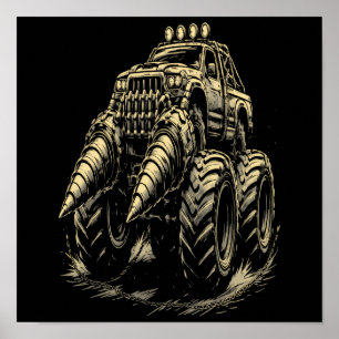 Apokalyptischer Monstertruck mit Doppelbohrern Poster