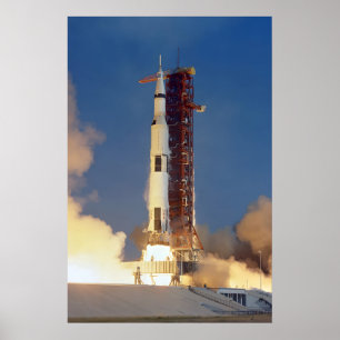 Apollo1 Saturn V Raketenstart Historischer Mond Poster