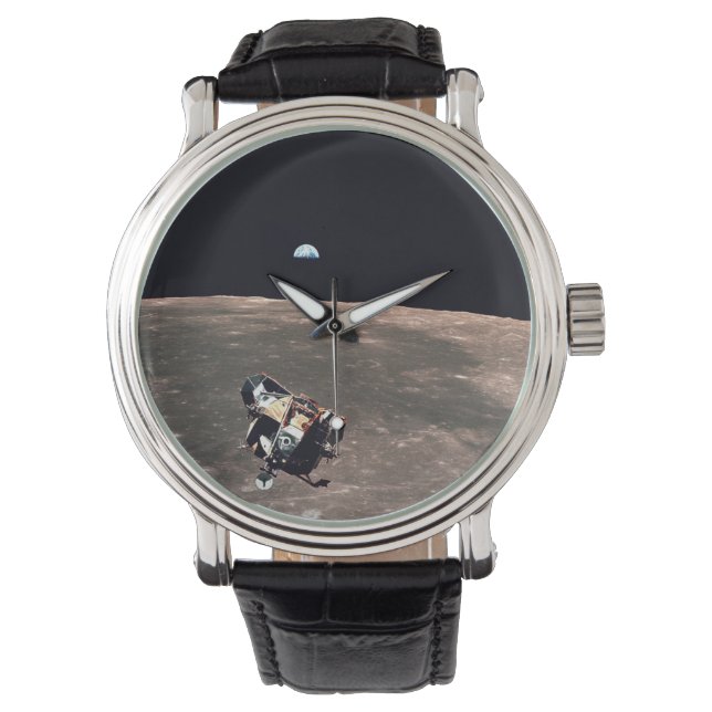 Apollo 11 Earth View als Mondmodul Armbanduhr (Vorderseite)