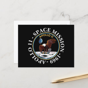 Apollo 11 Raumfahrt-Mission 1969 Insignien Postkarte