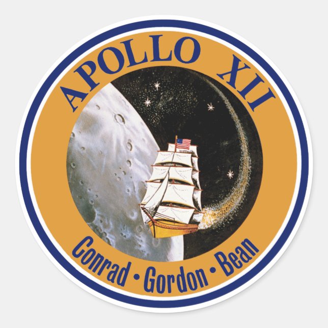 Apollo 12 Mission Patch Logo Runder Aufkleber (Vorderseite)