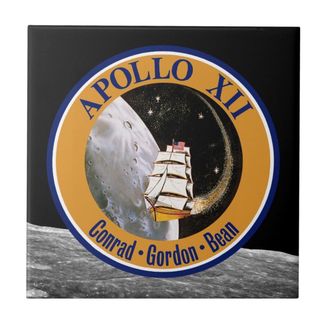 Apollo-12-Missionsabzeichen-Logo Fliese (Vorderseite)