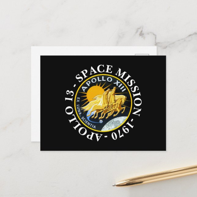 Apollo 13 Raumfahrt Mission 1970 Insignien Postkarte (Vorderseite/Rückseite Beispiel)