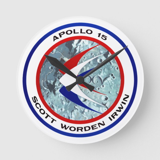 Apollo 15-Insignien Runde Wanduhr (Vorderseite)