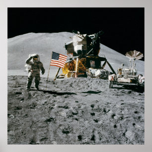 Apollo 15, Jim Irwin auf dem Mond. Großer Fotodruc Poster