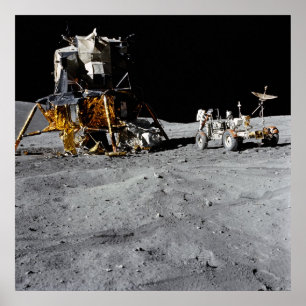 Apollo 16 Luftseilmodul und Lunarrovfahrzeug Poster