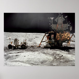 Apollo 16 Luftseilmodul und Lunarrovfahrzeug Poster