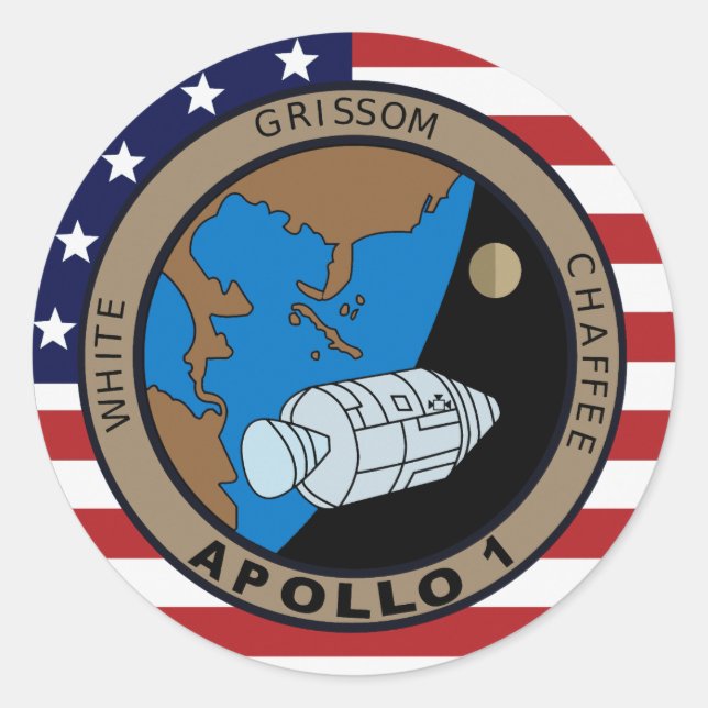 Apollo-1-Missionspatch-Logo Runder Aufkleber (Vorderseite)
