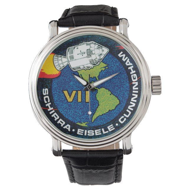 Apollo 7 Patch Logo für die Mission der NASA Armbanduhr (Vorderseite)