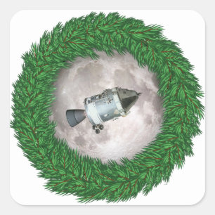 Apollo 8 Christmas Eve Moon Mission Quadratischer Aufkleber