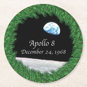 Apollo 8 Christmas Eve Moon Mission Runder Pappuntersetzer
