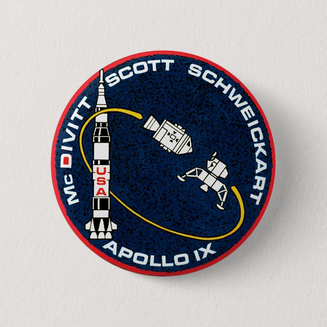 Apollo 9 NASA-Missionsabzeichen-Logo Button (Vorderseite)