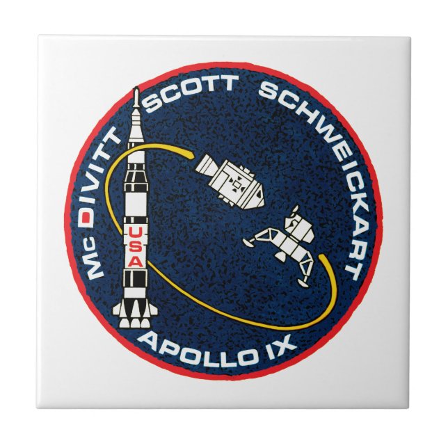 Apollo 9 NASA-Missionsabzeichen-Logo Fliese (Vorderseite)