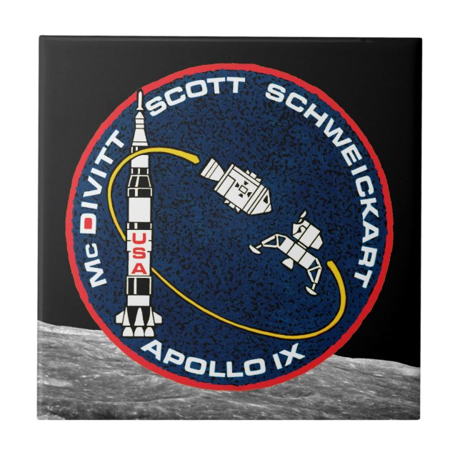 Apollo 9 NASA-Missionsabzeichen-Logo Fliese (Vorderseite)