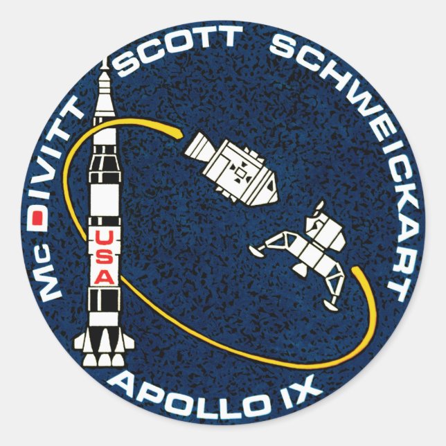Apollo 9 Patch Logo für die Mission der NASA Runder Aufkleber (Vorderseite)