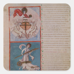 Apollo als der Sun und Diana als der Mond Quadratischer Aufkleber