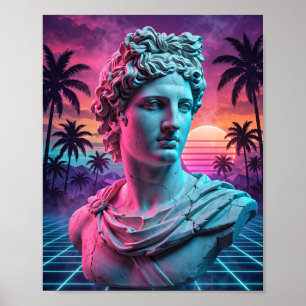 Apollo-Büste — Vaporwave griechische Statue Poster