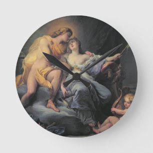 Apollo caressing the nymph Leucothea (oil on canva Runde Wanduhr