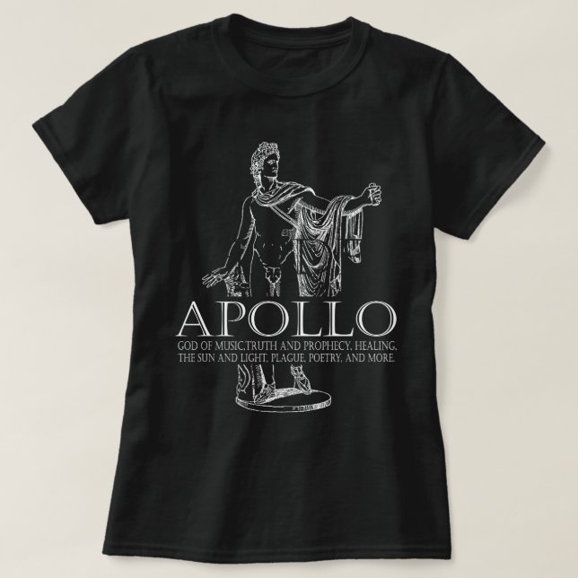 Apollo Gott der Musik und Sun Griechische Mytholog T-Shirt (Design vorne)