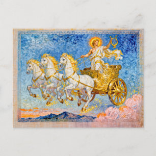 Apollo im Sonnenwagen mit goldener Harfe Postkarte