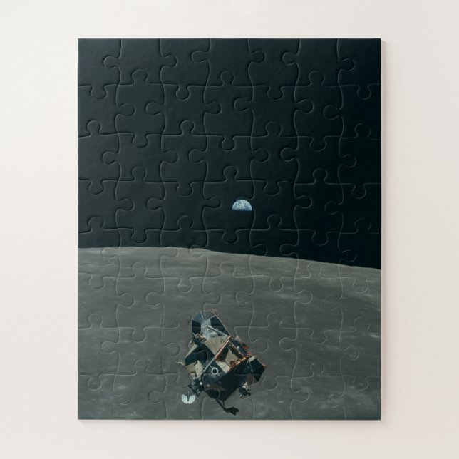 Apollo Lunar Lander und Erdaufgang über dem Mond Puzzle (Vertikal)