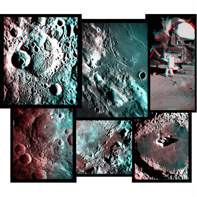 Apollo Moon Surface Anaglyph Magnet/Skulptur Fotoskulptur Magnet (Vorne)