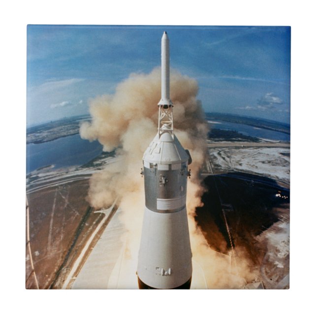 Apollo Saturn V Raketenstart zum Mond 1969 Fliese (Vorderseite)
