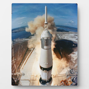 Apollo Saturn V Raketenstart zum Mond 1969 Fotoplatte