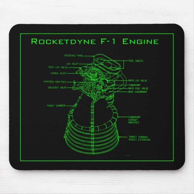 Apollo Saturn V Rocketdyne F-1 Motor Mouse Pad Mousepad (Vorne)