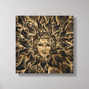 Apollo Sun God Black und Gold Leinwanddruck