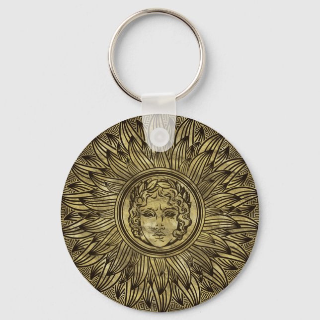 Apollo Sun Gott Symbol Golden Textur Schlüsselanhänger (Vorderseite)