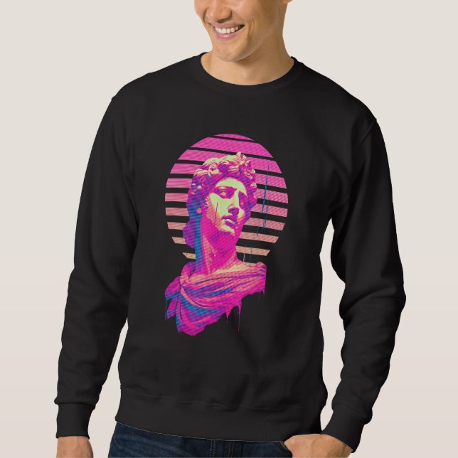 Apollo Vaporwave Aesthetic Greek God Retrowave Gra Sweatshirt (Vorderseite)