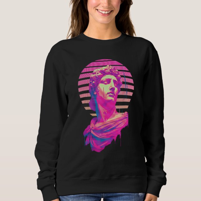 Apollo Vaporwave Aesthetic Greek God Retrowave Gra Sweatshirt (Vorderseite)
