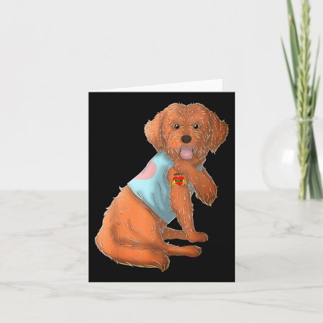 Apoo I Liebe Mama Tattoo Hundeshirt Kindermütter T Karte (Vorderseite)