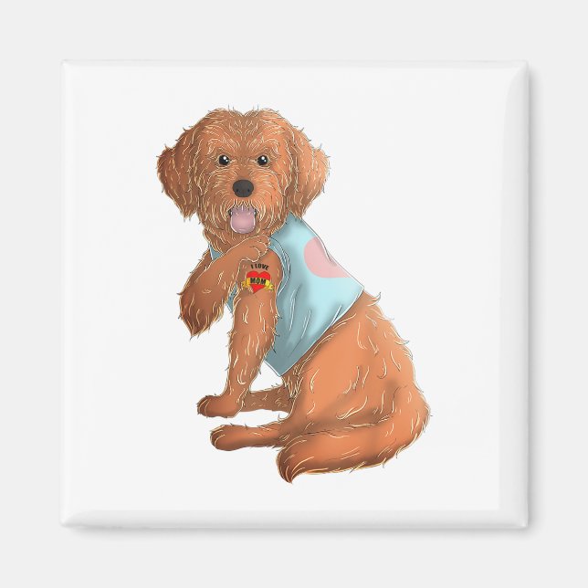 Apoo I Liebe Mama Tattoo Hundeshirt Kindermütter T Magnet (Vorne)