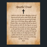 Apostel' Credo katholische Gebet Christlich Poster<br><div class="desc">Dieses christliche Poster hat ein Kreuz und das katholische Gebetsgebet Apostel' Creed vor braunem Hintergrund: Ich glaube an Gott, den Allmächtigen, Schöpfer von Himmel und Erde, und in Jesus Christus, Seiner einzige Sohn, unser Herr, der vom Heiligen Geist, geboren von der Jungfrau, die Maria erlitten hat, unter Pontius Pilate gekreuzigt,...</div>