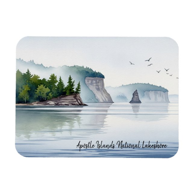 Apostel Islands National Lakeshore Wasserfarbe Magnet (Horizontal)