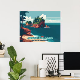 Apostel Islands National Lakeshore Wisconsin Retro Poster