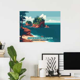 Apostel Islands National Lakeshore Wisconsin Retro Poster