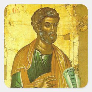 Apostel Peter Byzantine Icon Orthodox Christlich Quadratischer Aufkleber
