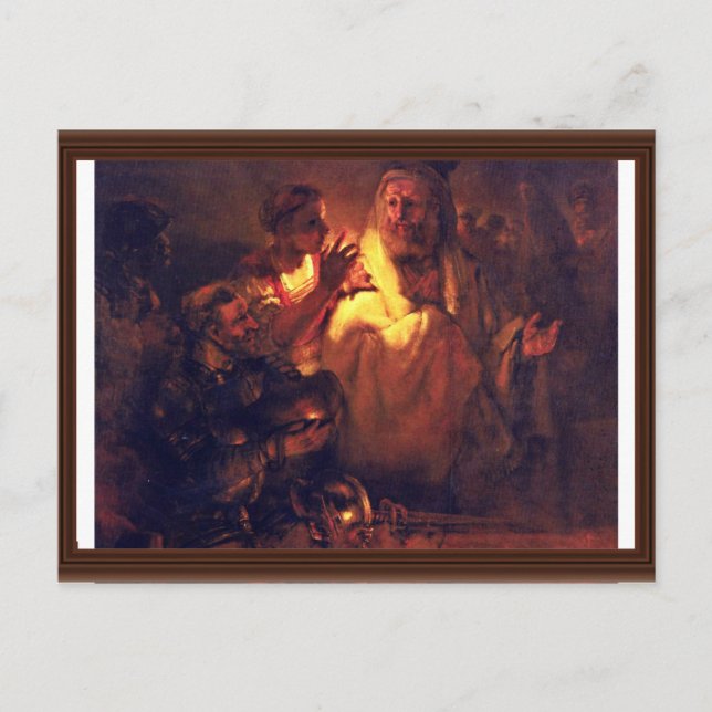 Apostel Peter Denies Christ, von Rembrandt Harmens Postkarte (Vorderseite)