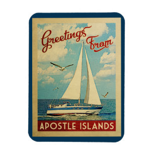 Apostelinseln Sailboat Vintage Travel Wisconsin Magnet