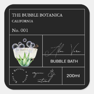 Apothecary Aloe Vera Bubble Bath Label Quadratischer Aufkleber