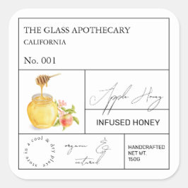 Apothecary Apple Infted Honey Label Quadratischer Aufkleber