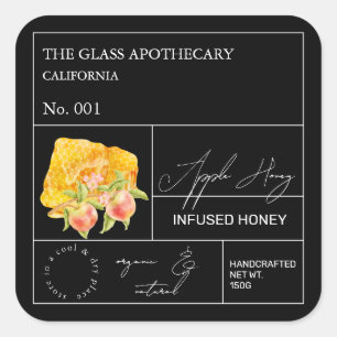 Apothecary Apple Infted Honey Label Quadratischer Aufkleber