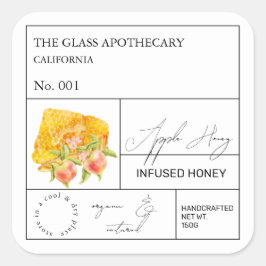 Apothecary Apple Infted Honey Label Quadratischer Aufkleber