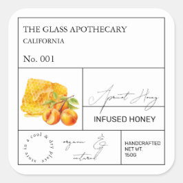 Apothecary Apricot Honey Label Quadratischer Aufkleber